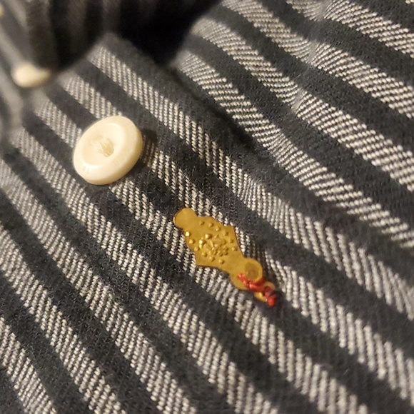 Levi's Striped Work Shirt - St. Jean Church, Mary, Jesus Print Patch Embroidered - Picture 14 of 17